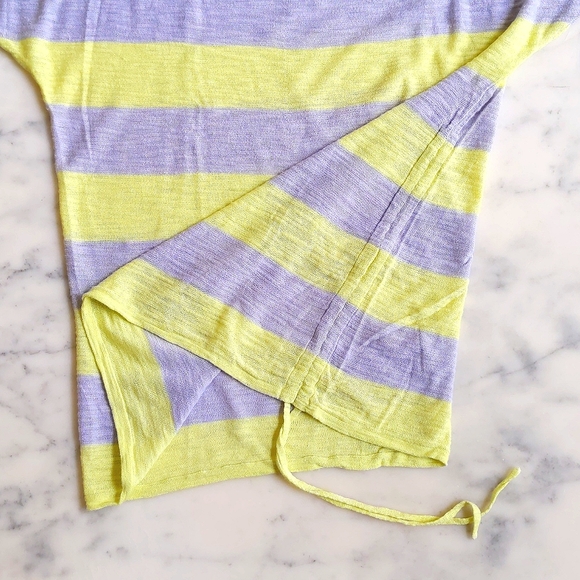 NWT. Express Cotton and Rayon Loose Fit 3/4 Sleeve Top with multi color stripes. - Picture 4 of 4